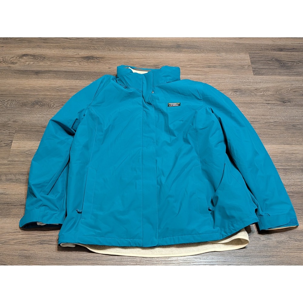 LL Bean Womens 3X Plus Teal Blue Weather Challenger 3-in-1 Jacket 502482